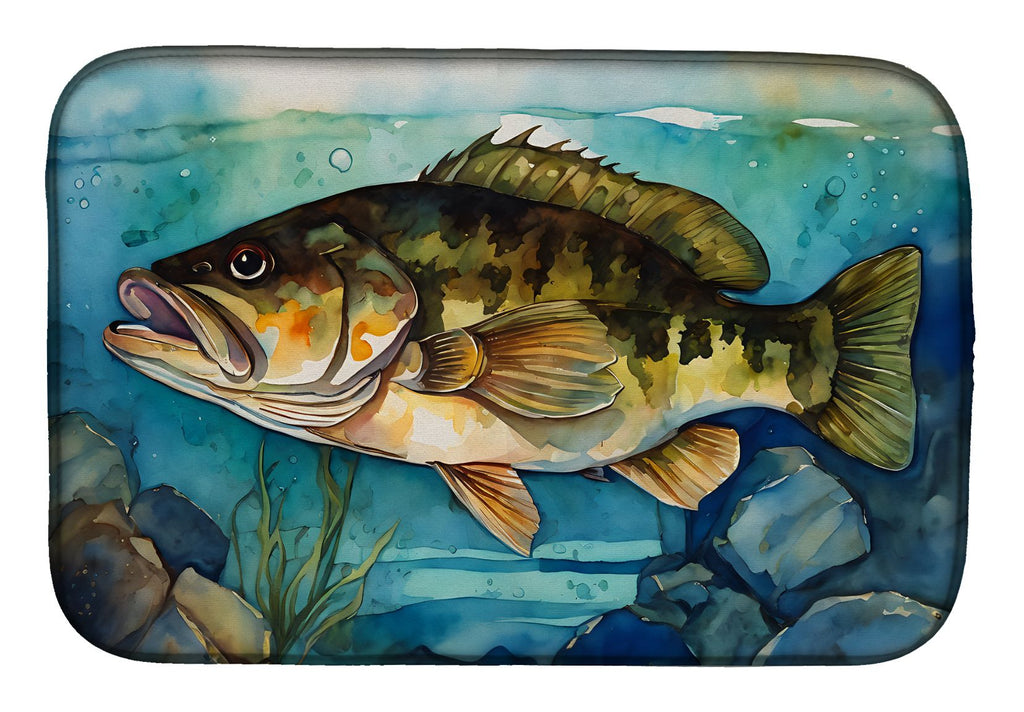 Smallmouth Bass Artwork Dish Drying Mat