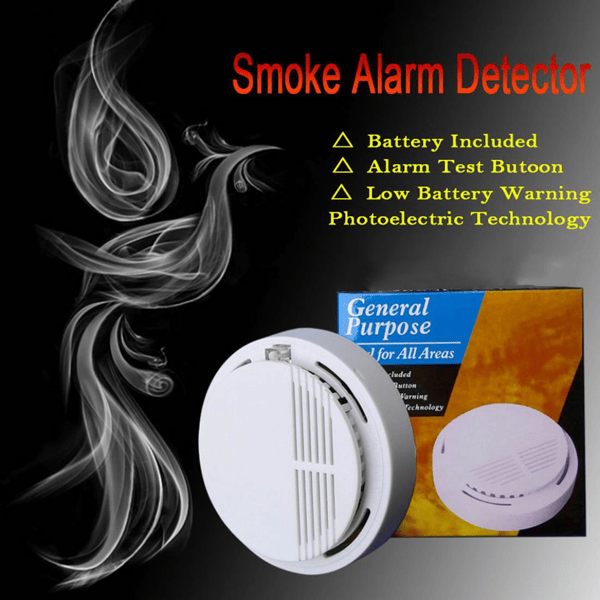 Smoke Alarm Detector with Photoelectric Sensor and Battery Included