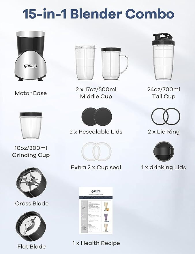 Personal Smoothie Blender and Grinder Set with Portable Cups
