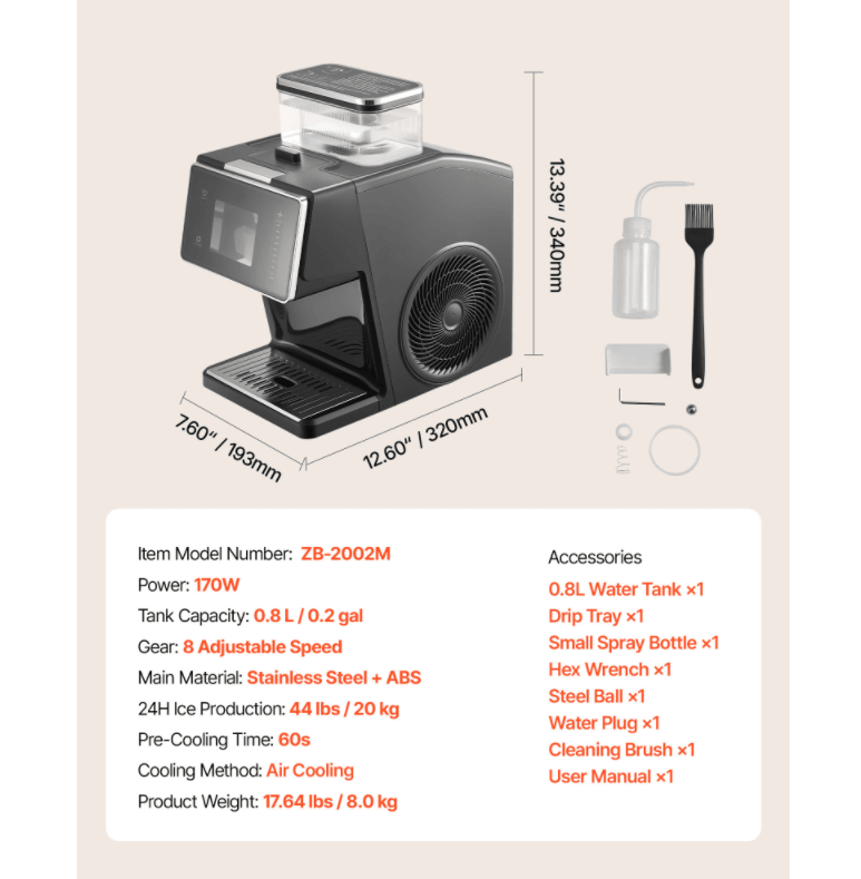 Snowflake Ice Maker with Auto-Cleaning