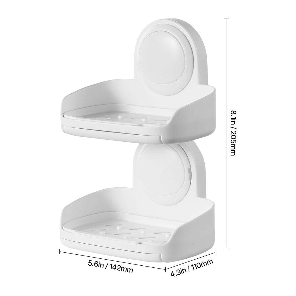 Double Layer Soap Holder with Strong Suction – Drill-Free Wall Mount for Shower
