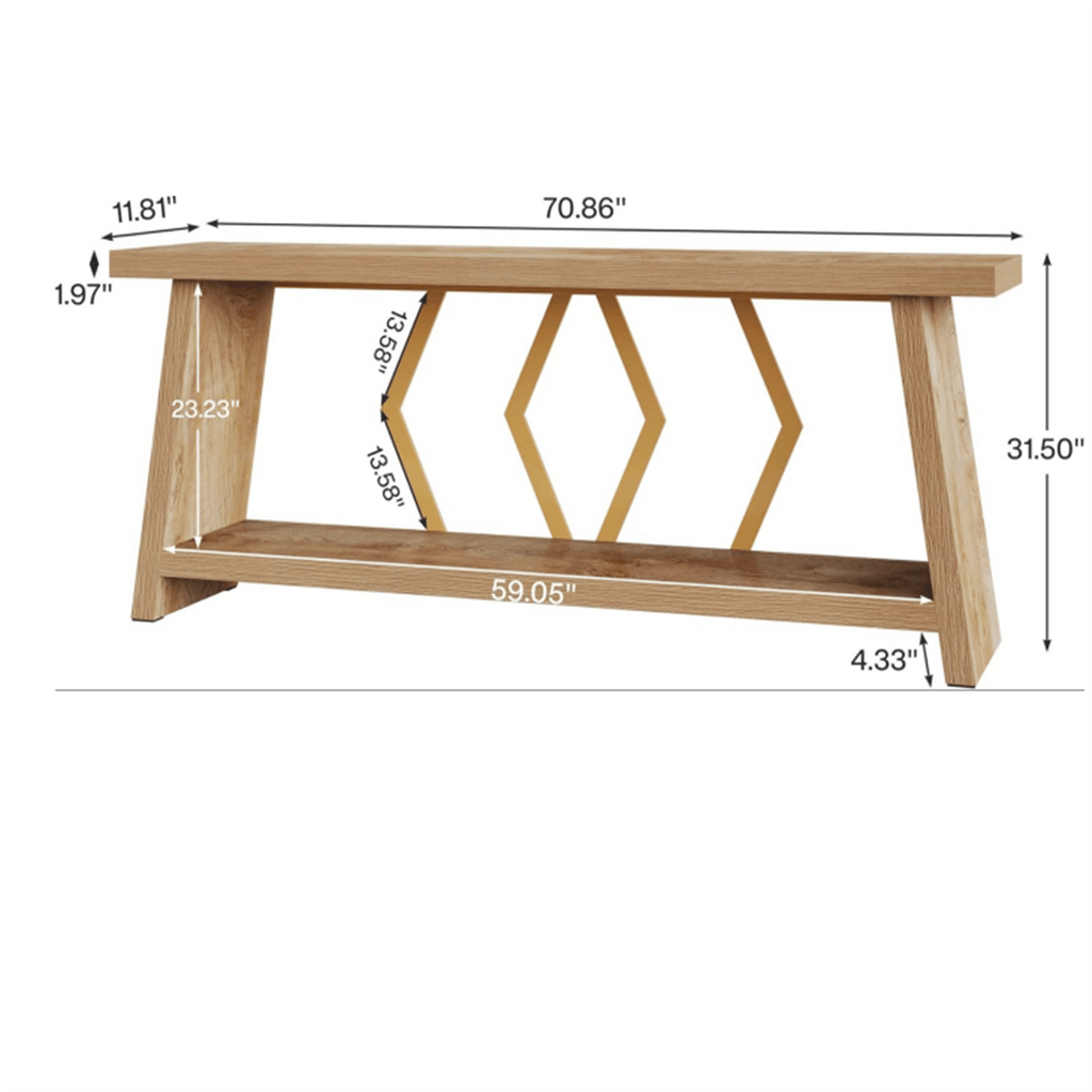 2-Tier Narrow Console Table – Extra Long Sofa Table with Double Display Space