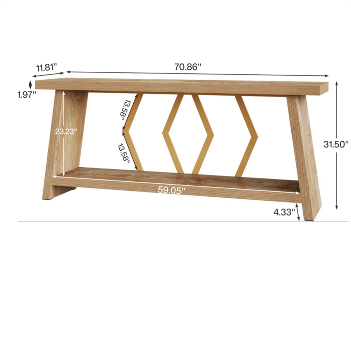 2-Tier Narrow Console Table – Extra Long Sofa Table with Double Display Space