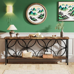 Industrial Sofa Table with Storage – Versatile for Behind Couch or Entryway