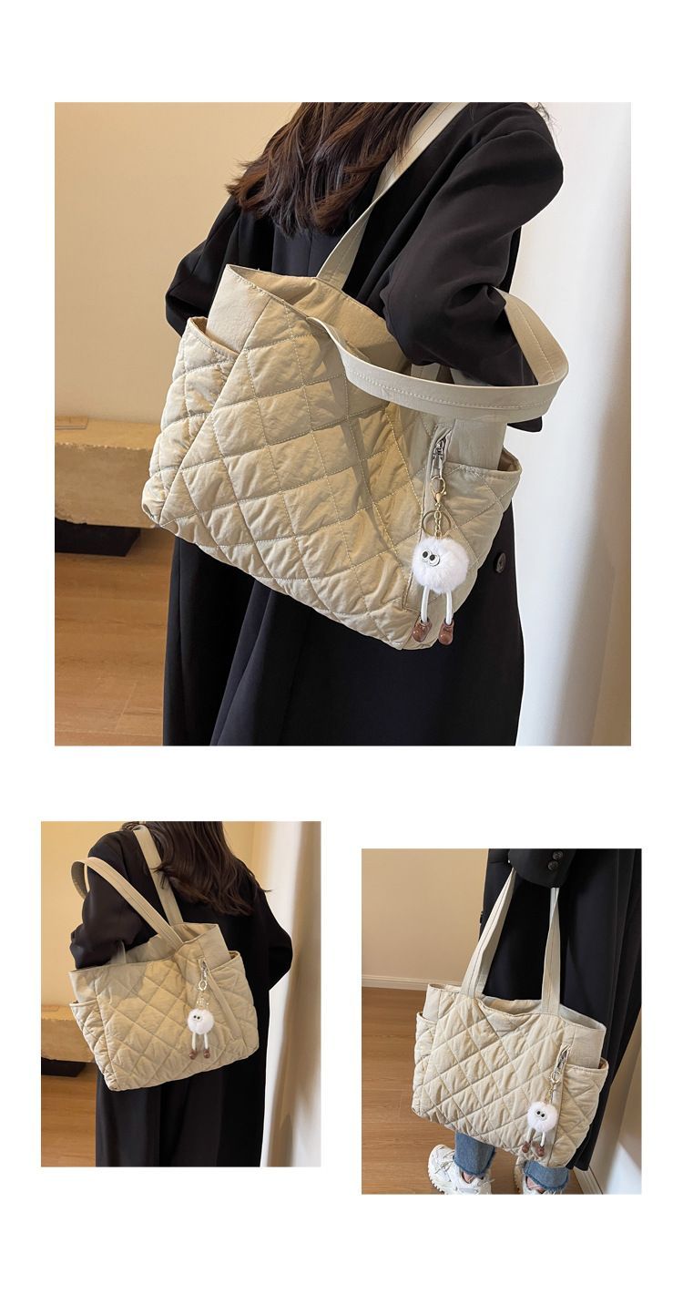 Cloud-Quilted Multi-Pocket Commuter Tote