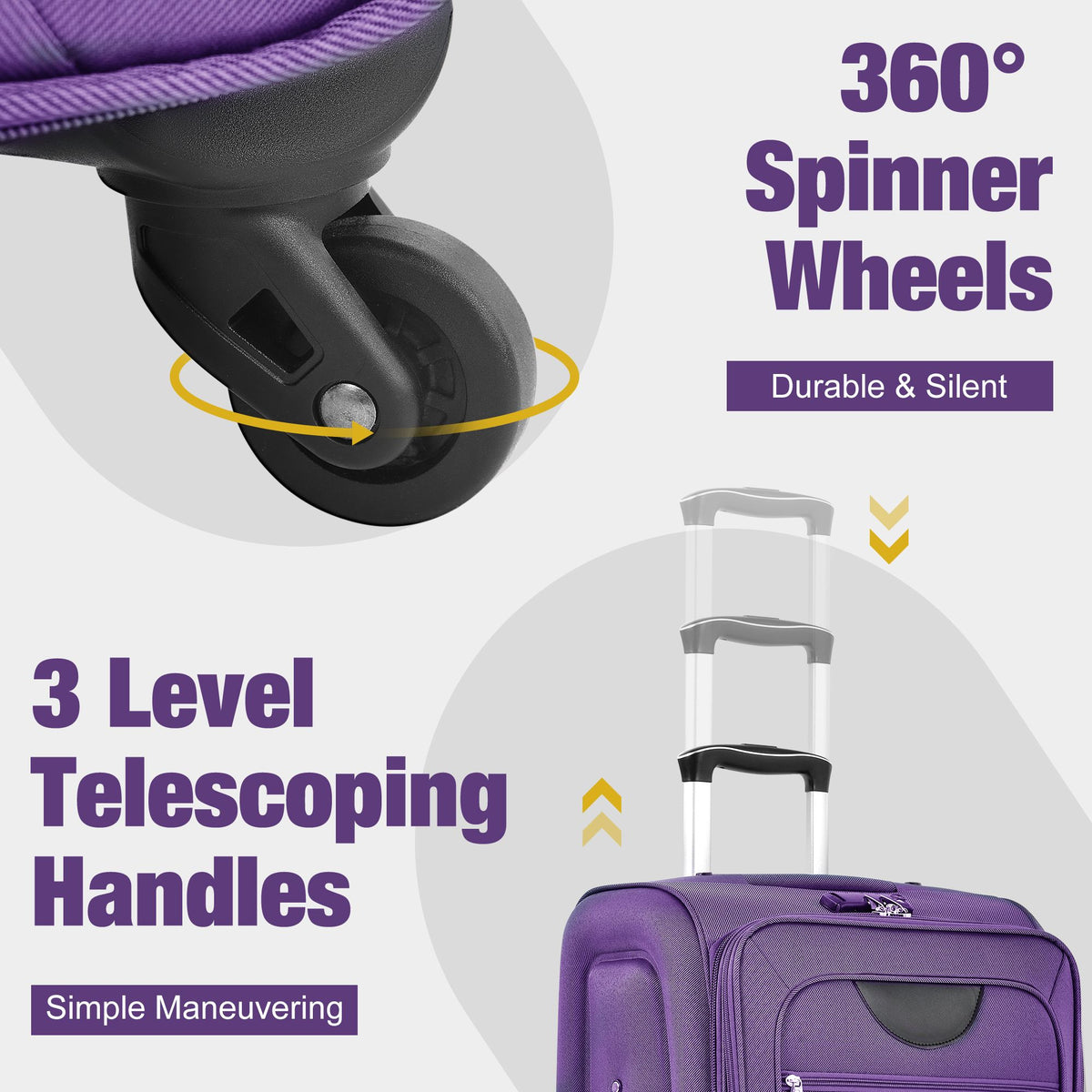 Expandable Spinner Luggage Set with Travel Bags