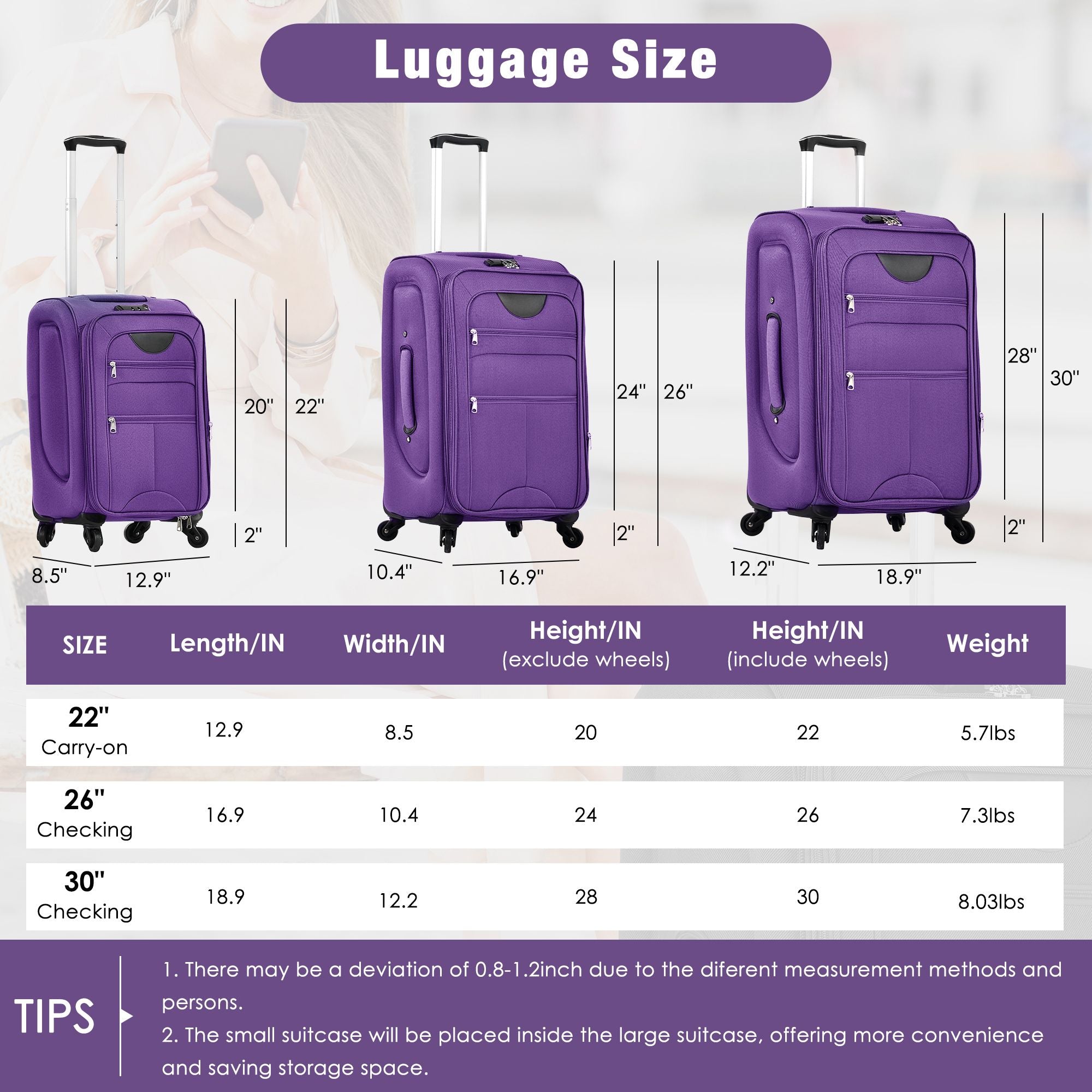 Expandable Softside Luggage Set with Travel Bags