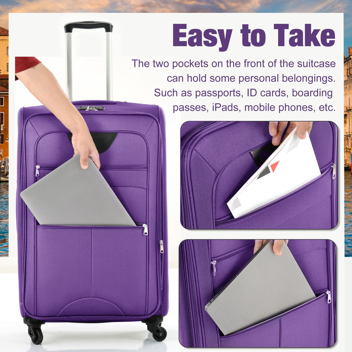 Expandable Softside Luggage Set with Travel Bags