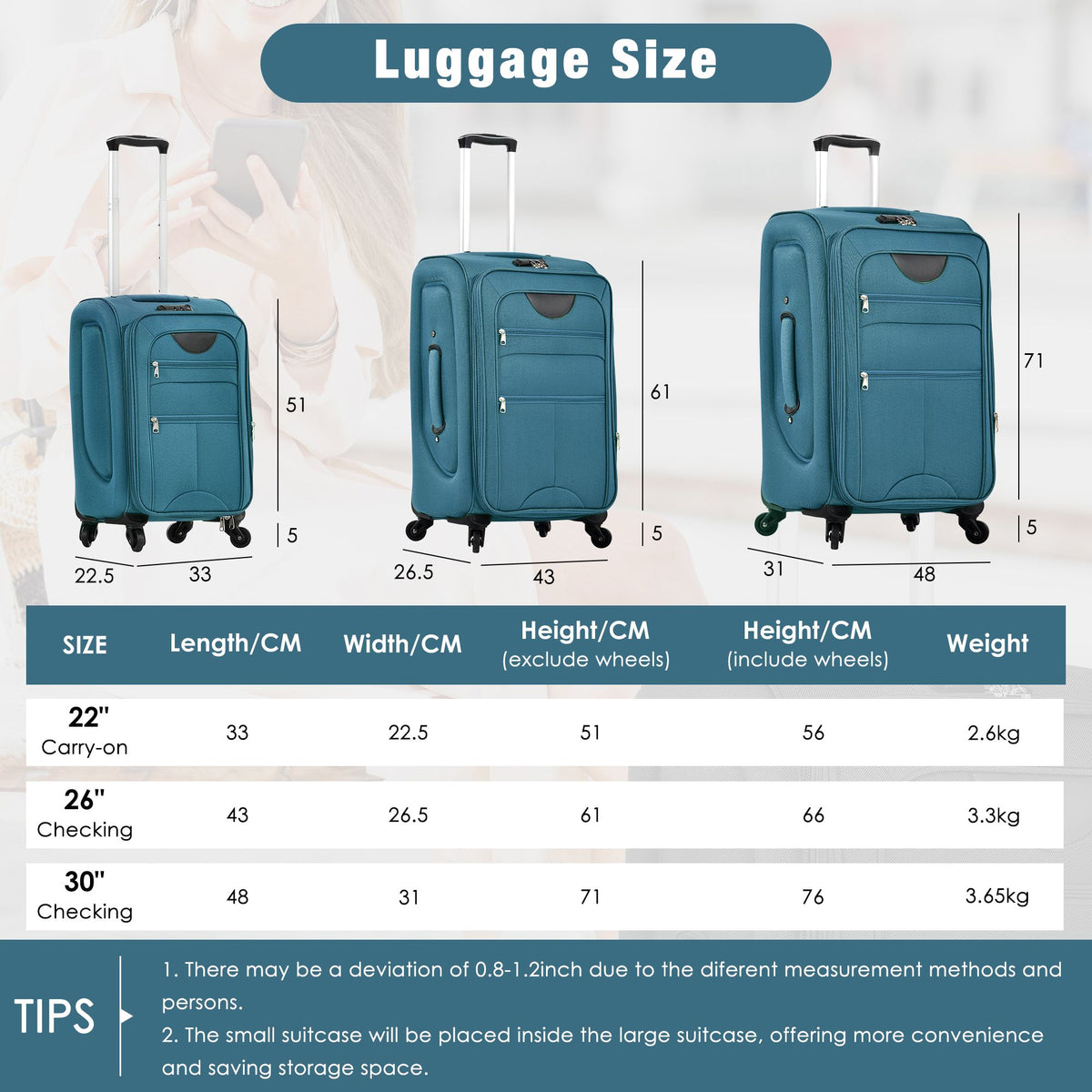 Expandable Softside Luggage and Travel Bag Set