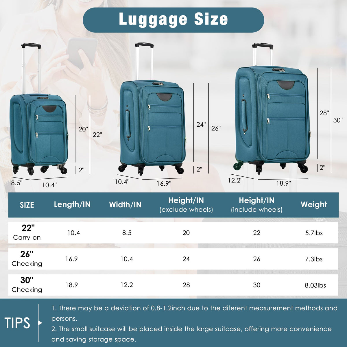 Expandable Softside Luggage and Travel Bag Set
