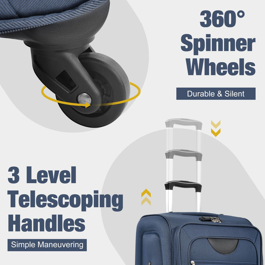 Expandable Spinner Luggage Set with Travel Bags