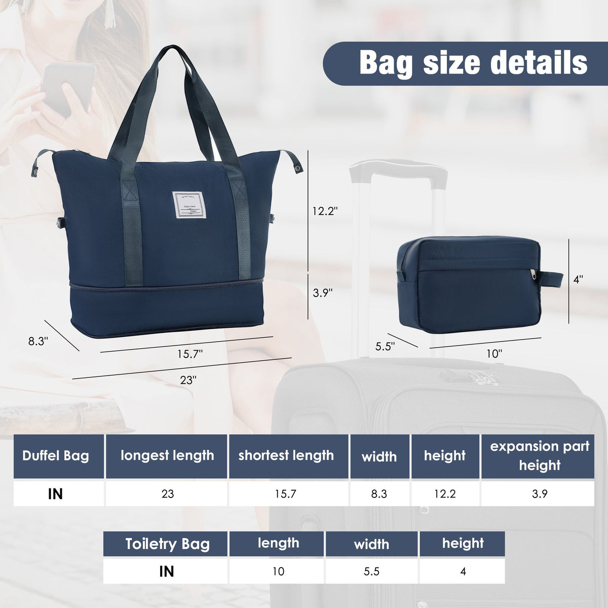Expandable Spinner Luggage Set with Travel Bags