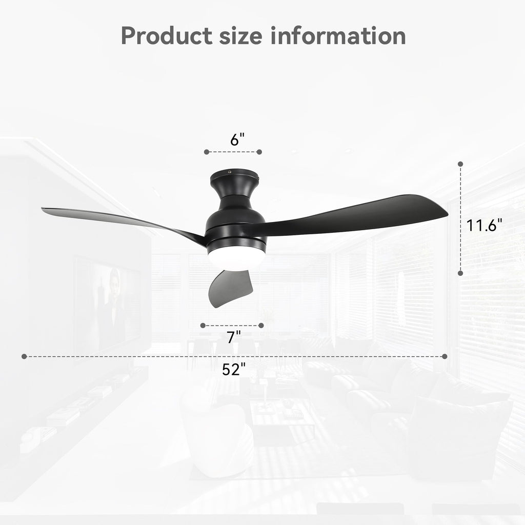 Sofucor Flush-Mount Ceiling Fan with Dimmable Light