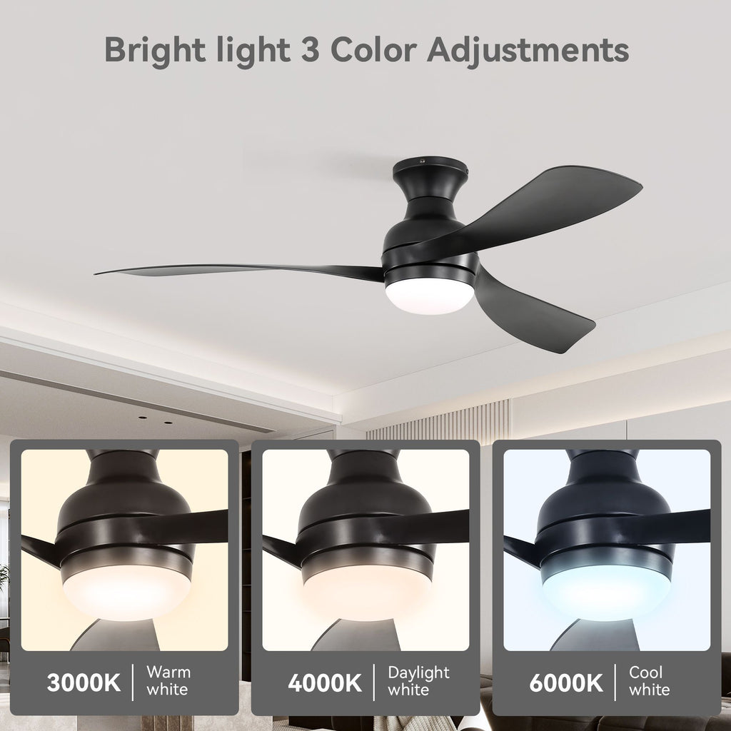 Sofucor Flush-Mount Ceiling Fan with Dimmable Light