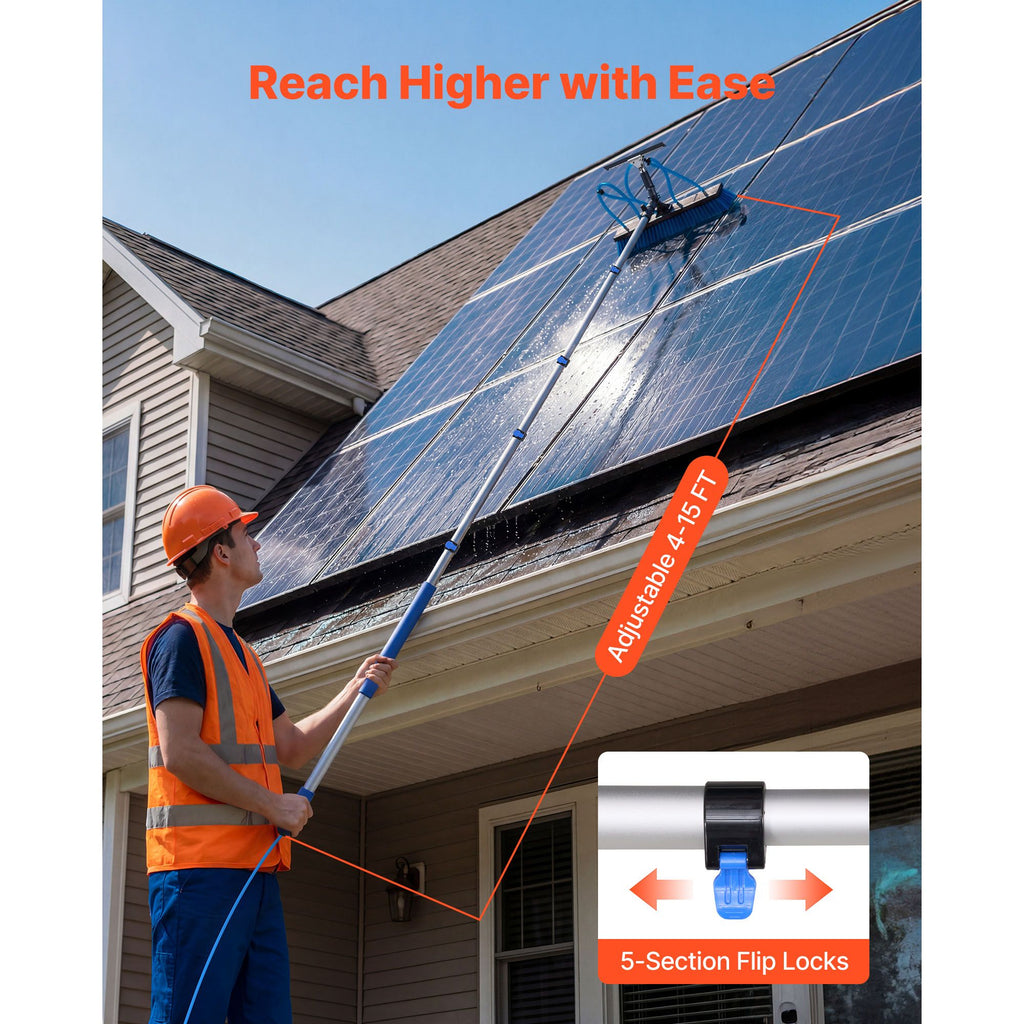 Water-Fed Solar Panel Cleaning Kit with Rotating Brush