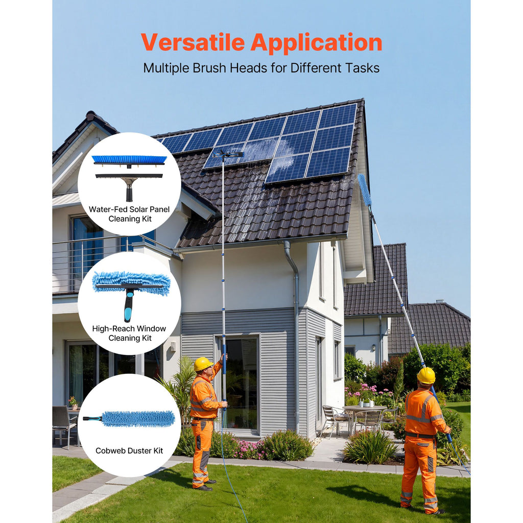 Water-Fed Solar Panel Cleaning Kit with Rotating Brush