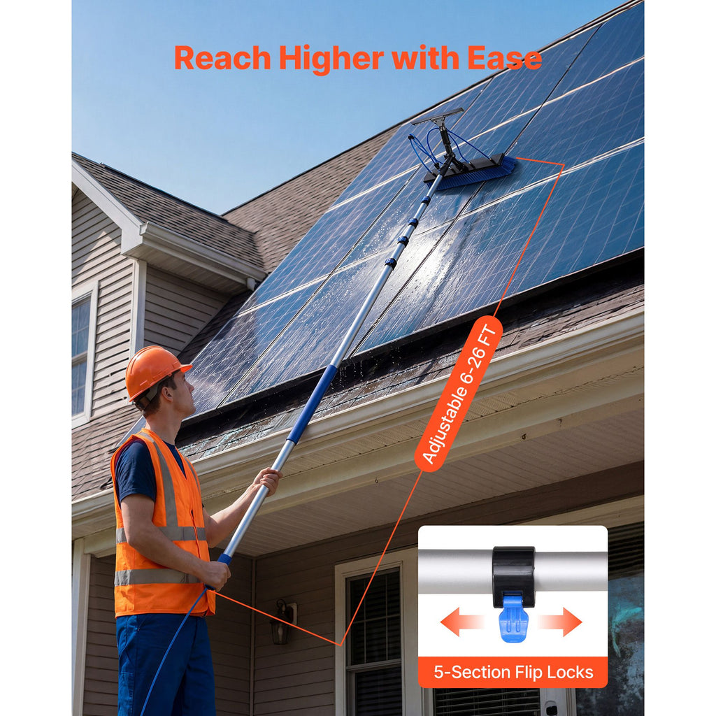 Water-Fed Solar Panel Cleaning Kit with Rotating Brush