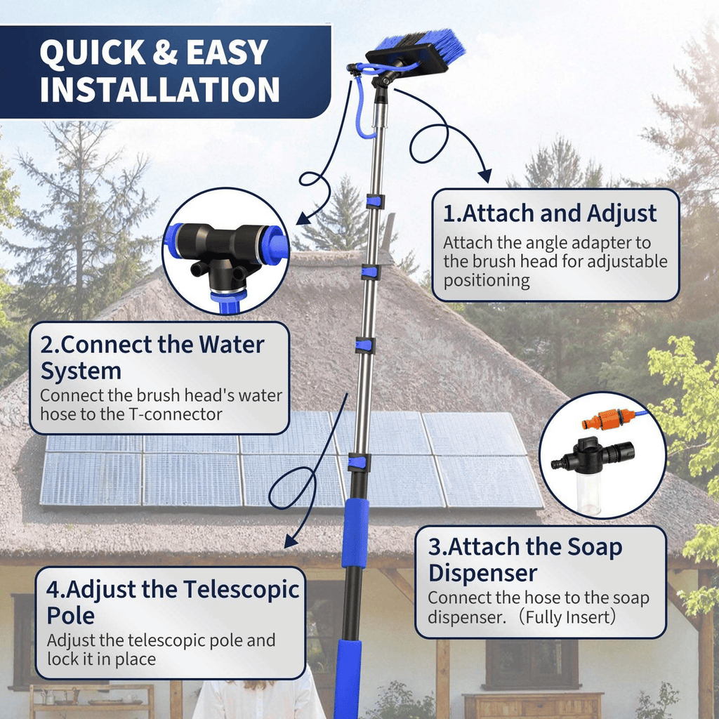 Adjustable Solar Panel and Window Cleaning Kit