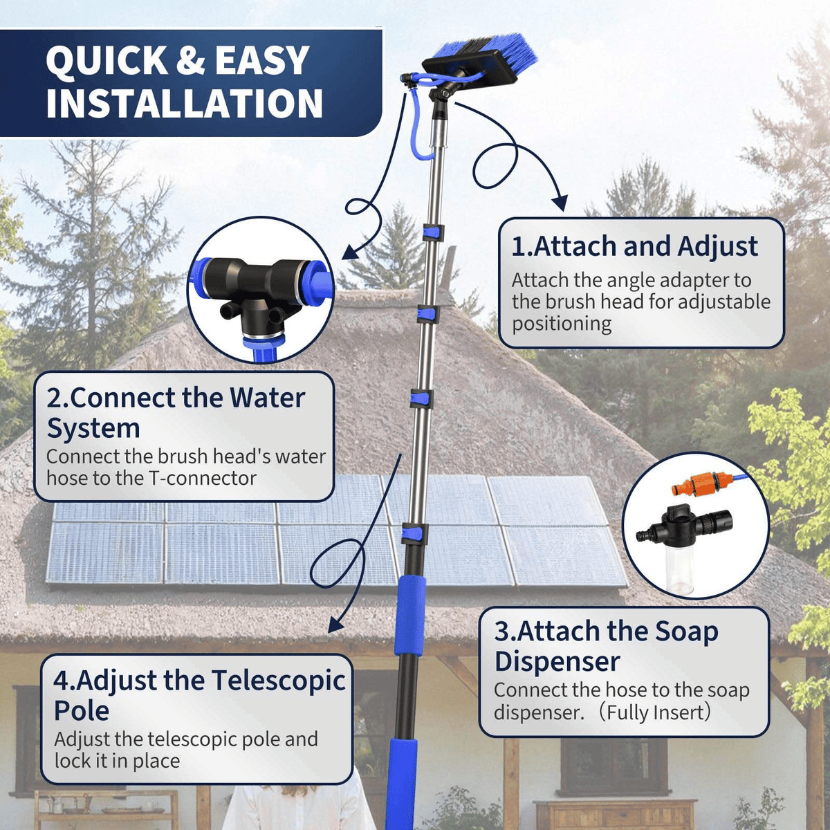 Adjustable Solar Panel and Window Cleaning Kit