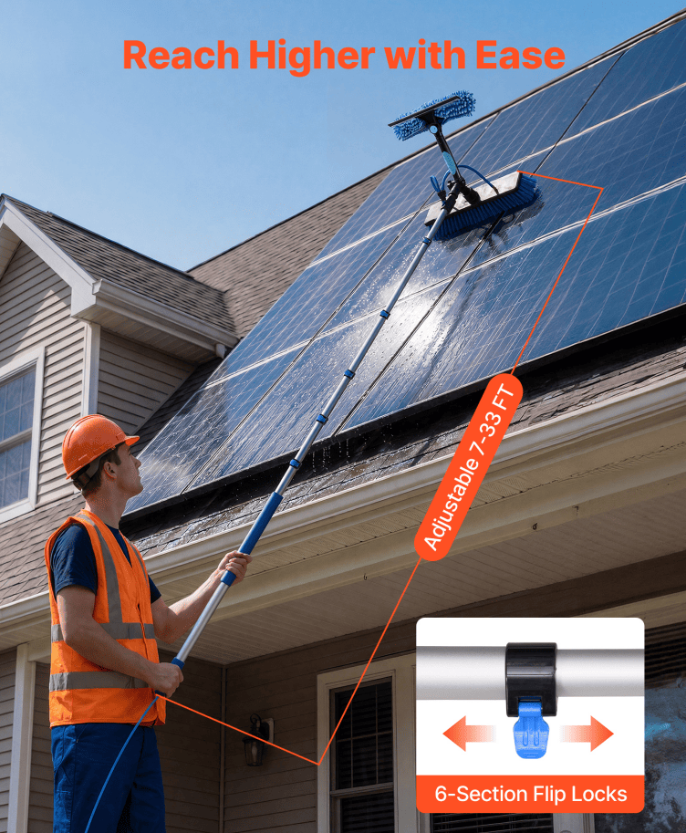 Adjustable Solar Panel and Window Cleaning Kit