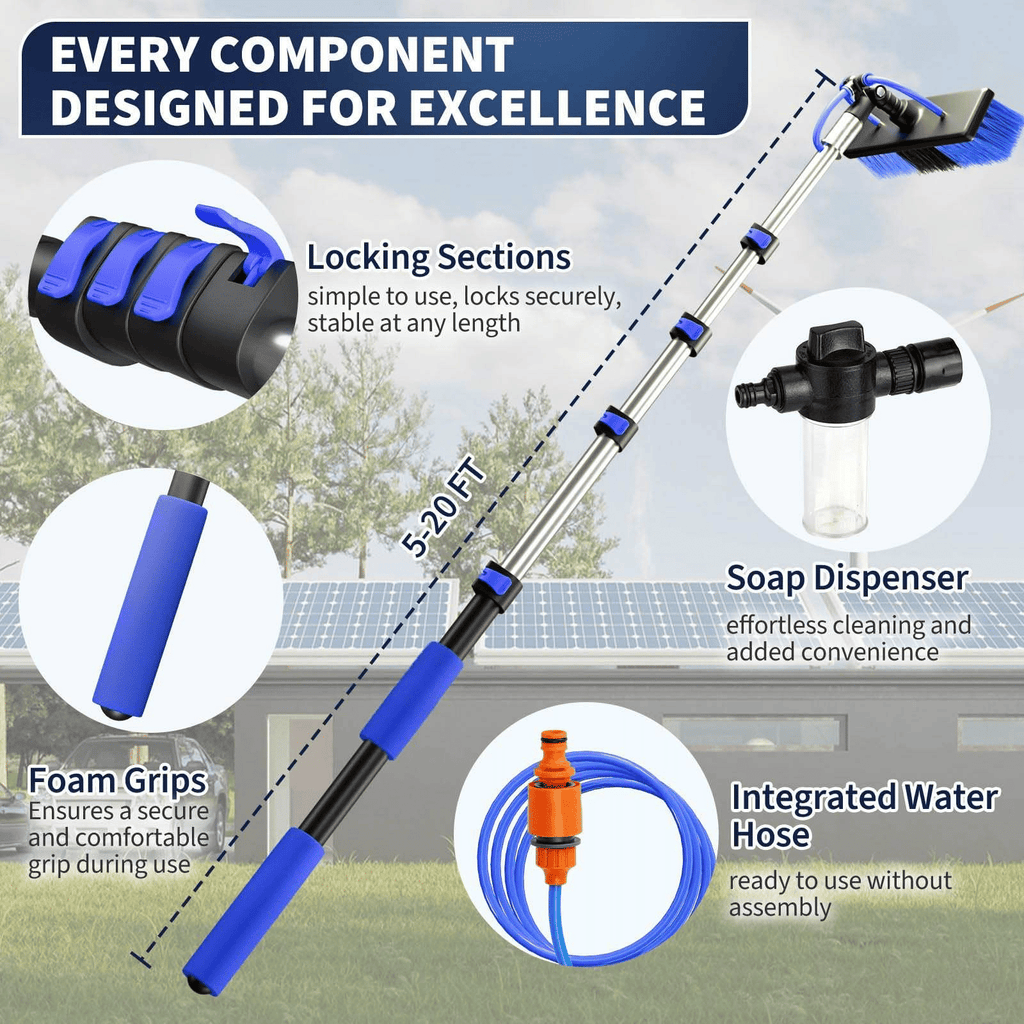 Adjustable Solar Panel and Window Cleaning Kit
