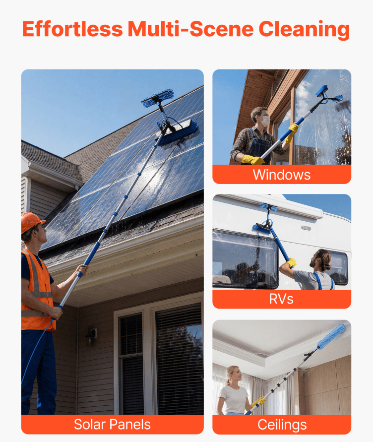 Adjustable Solar Panel and Window Cleaning Kit