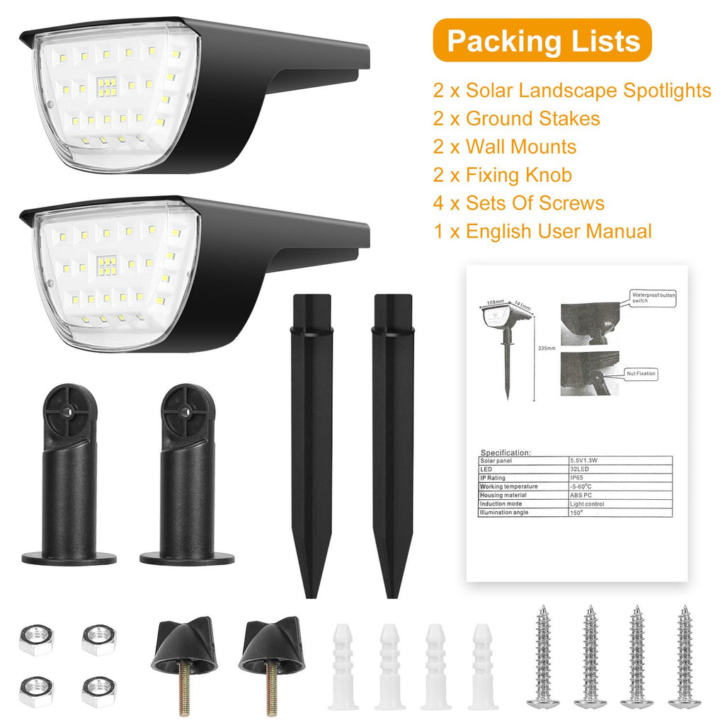 Solar Landscape Spotlight with Automatic Night Lighting