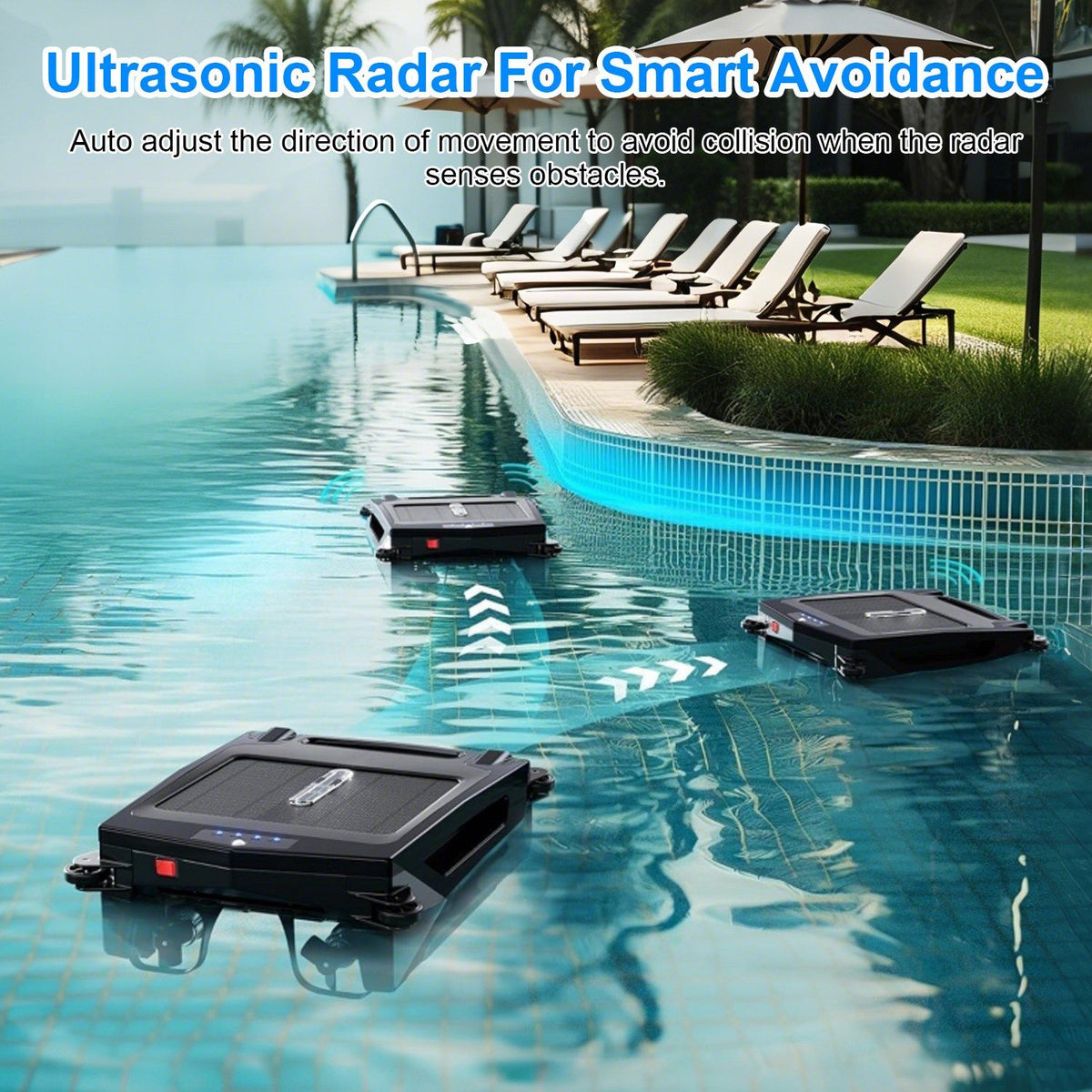 Solar Powered Robotic Pool Skimmer with APP Control and Dual Charging