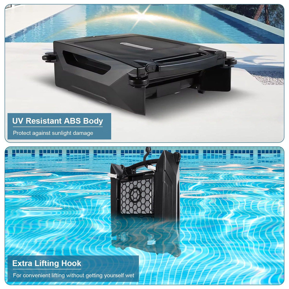 Solar Powered Robotic Pool Skimmer with APP Control and Dual Charging