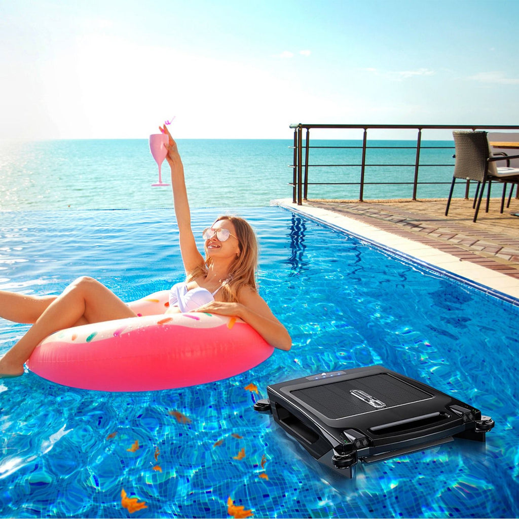 Solar Powered Robotic Pool Skimmer with APP Control and Dual Charging
