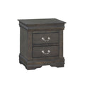 Solid Pine Nightstand with 2 Drawers, Dark Gray