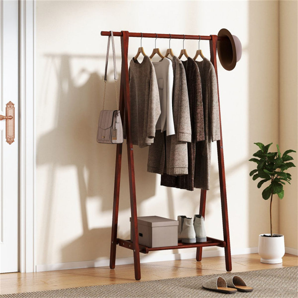 A-Frame Folding Coat Rack with Bottom Storage Shelf