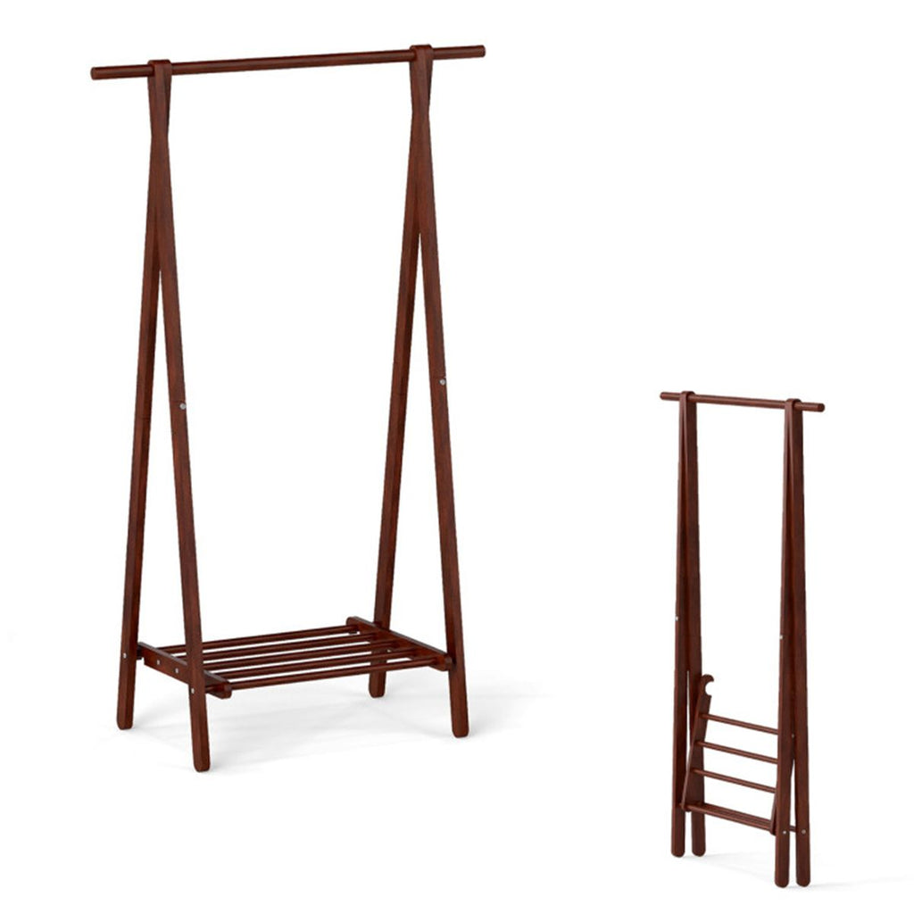 A-Frame Folding Coat Rack with Bottom Storage Shelf