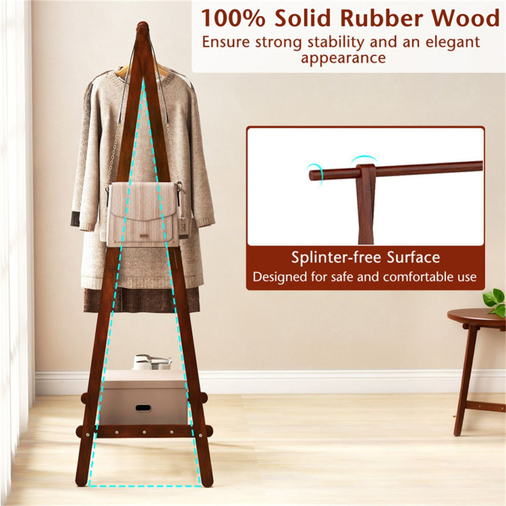 A-Frame Folding Coat Rack with Bottom Storage Shelf