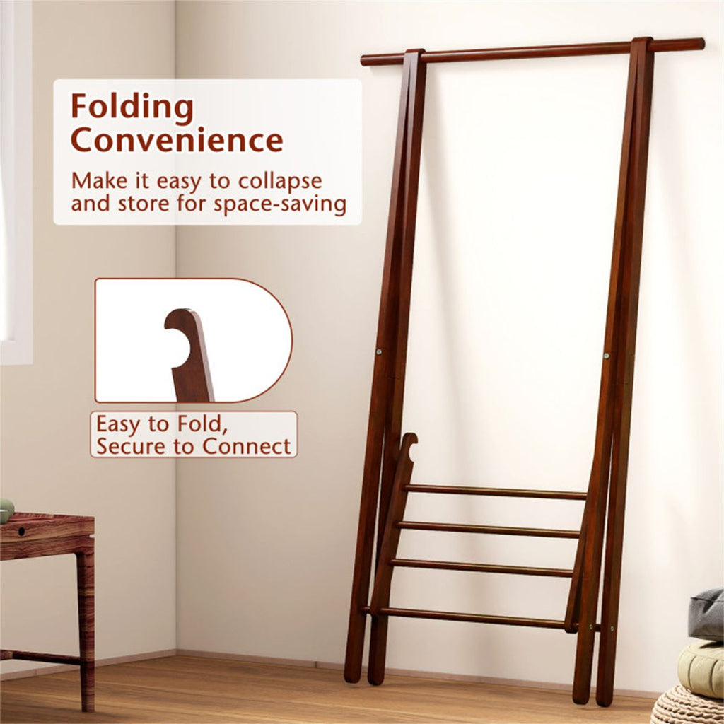 A-Frame Folding Coat Rack with Bottom Storage Shelf