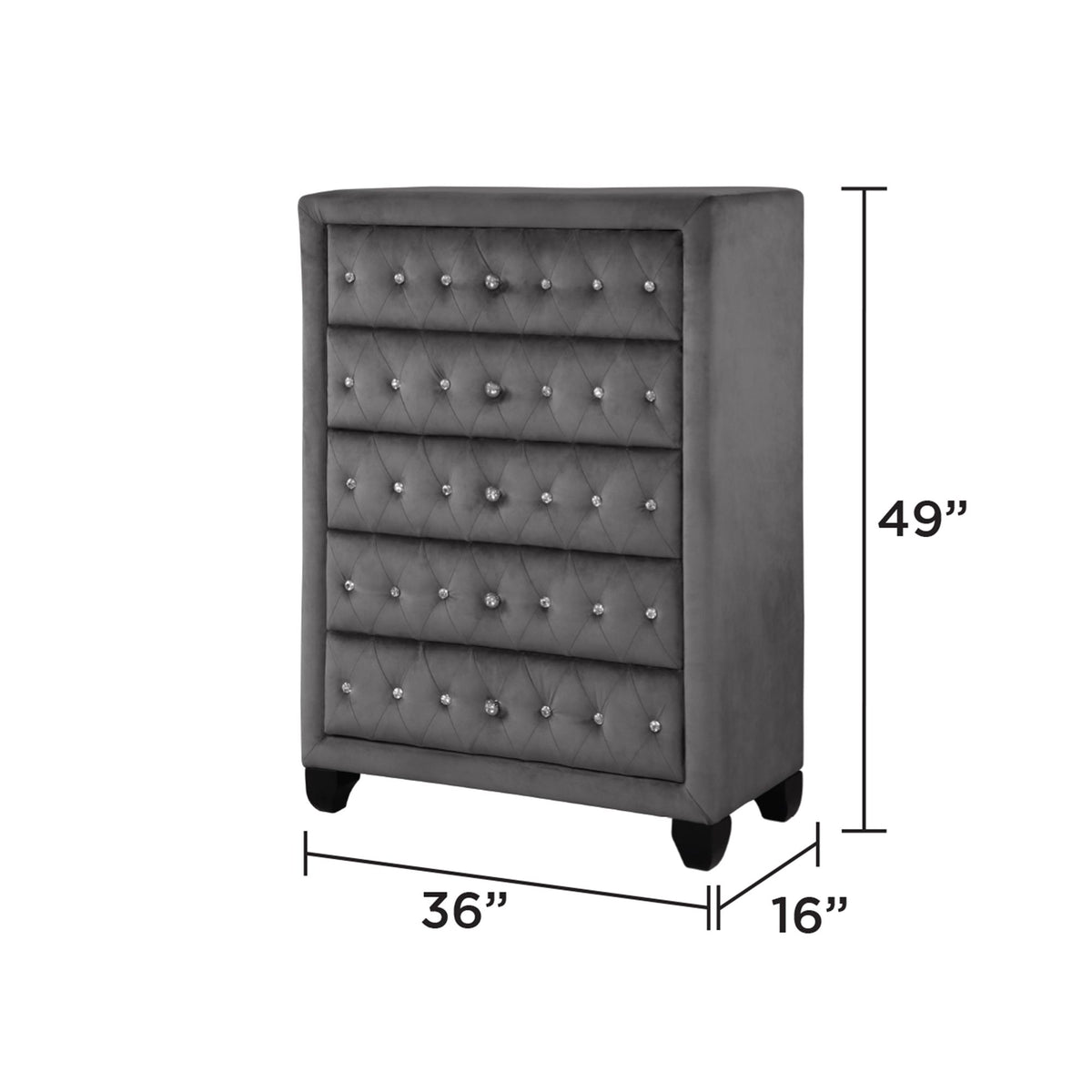 Sophia Crystal-Tufted Five-Drawer Storage Chest