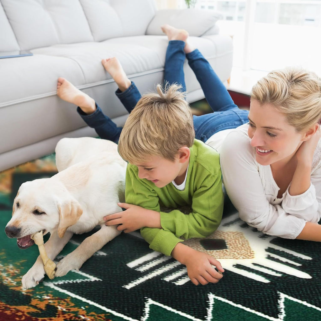 Hunter Green Southwest Native American-Inspired Area Rug