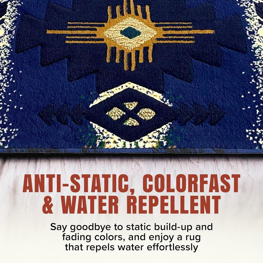 Navy Southwestern Tribal Runner Rug