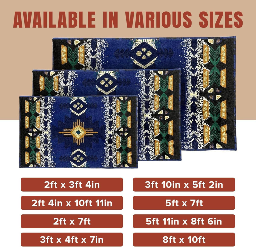 Navy Southwestern Tribal Runner Rug
