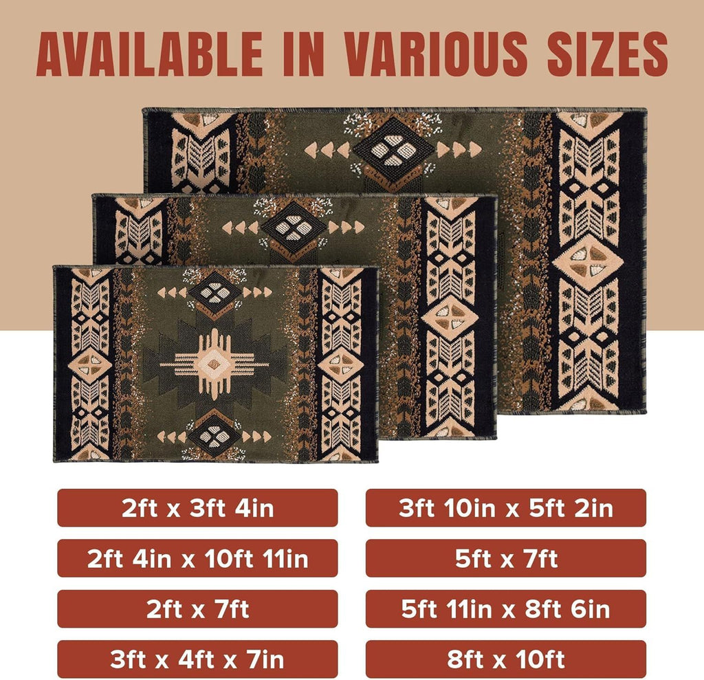 Southwest Native American Area Rug – Thick, Soft, everyday Tribal Design for Bedroom, Living Room & Hallway