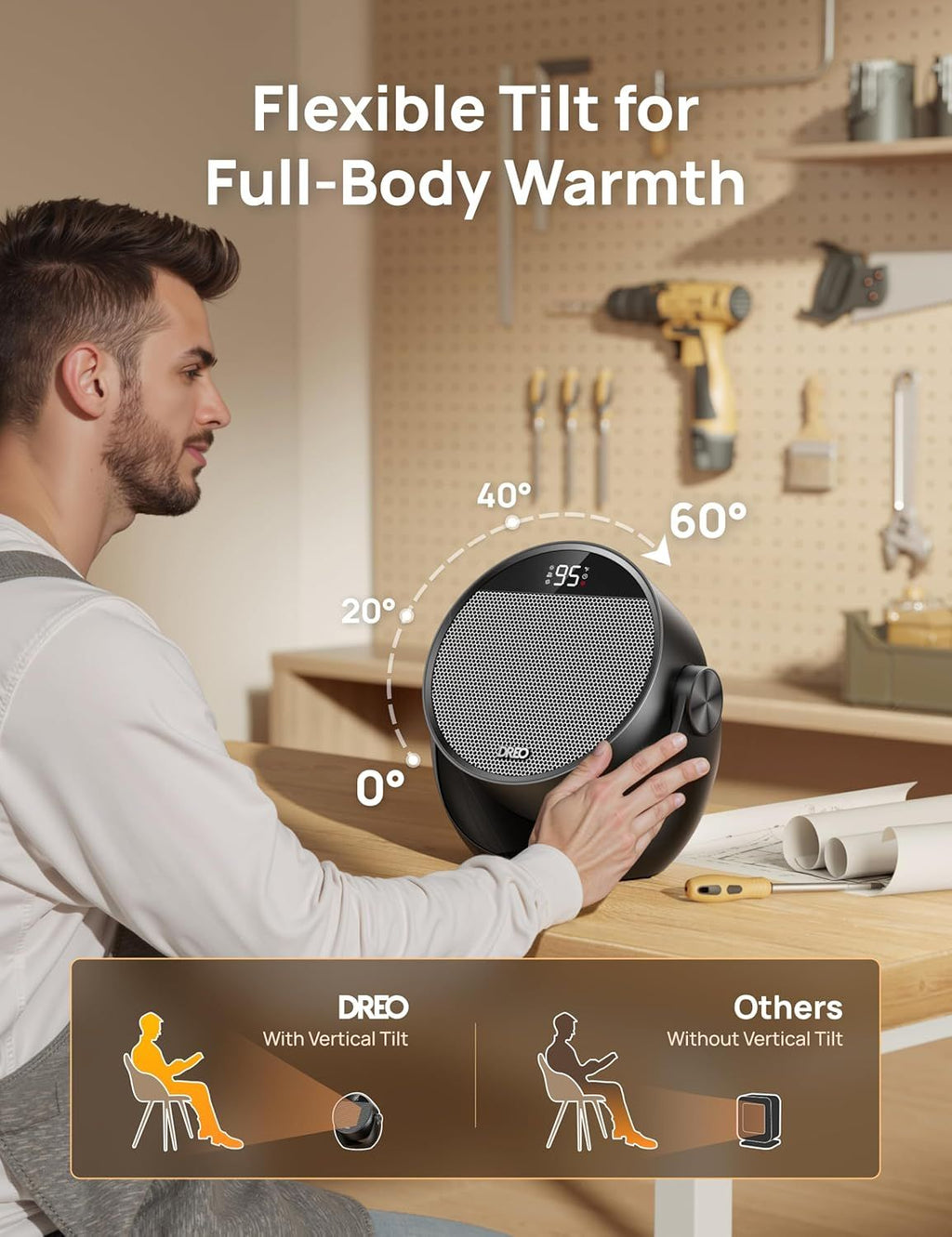 1500W Portable Space Heater with Thermostat and Remote