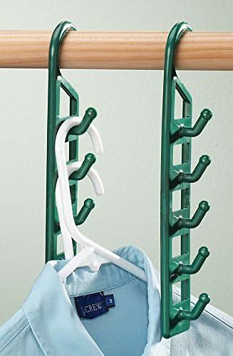 Space Saving Closet Hanger Holders – Set of 4 Everyday Green Plastic Organizers with 5