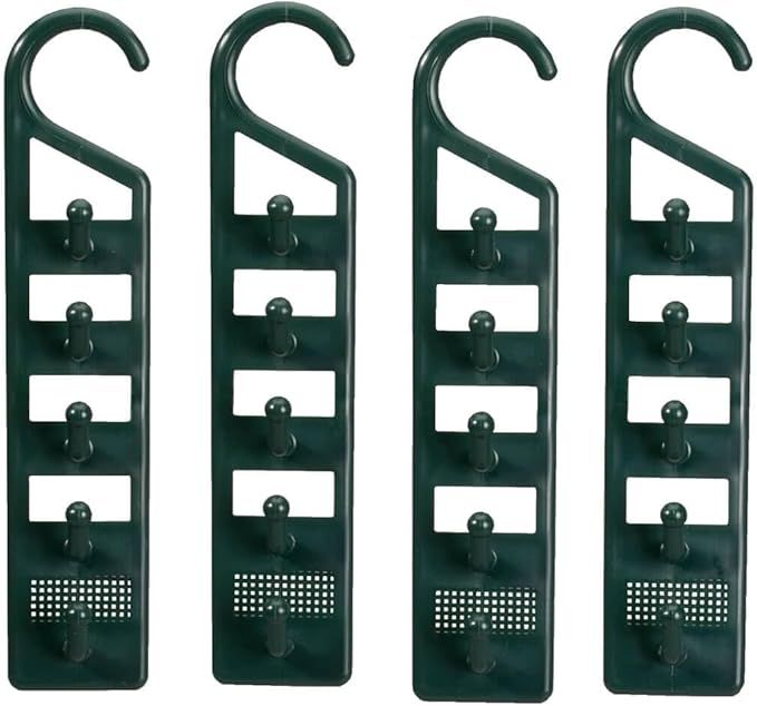 Space Saving Closet Hanger Holders – Set of 4 Everyday Green Plastic Organizers with 5