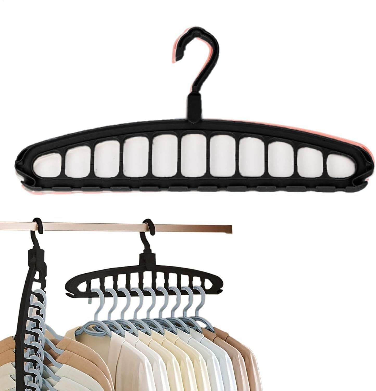 Space Saving Hangers, Clothes Hangers, 11 Holes Sturdy Hanger Clothes Organizer, Wardrobe Storage Ha