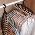 Space Saving Hangers, Clothes Hangers, 11 Holes Sturdy Hanger Clothes Organizer, Wardrobe Storage Ha - Black