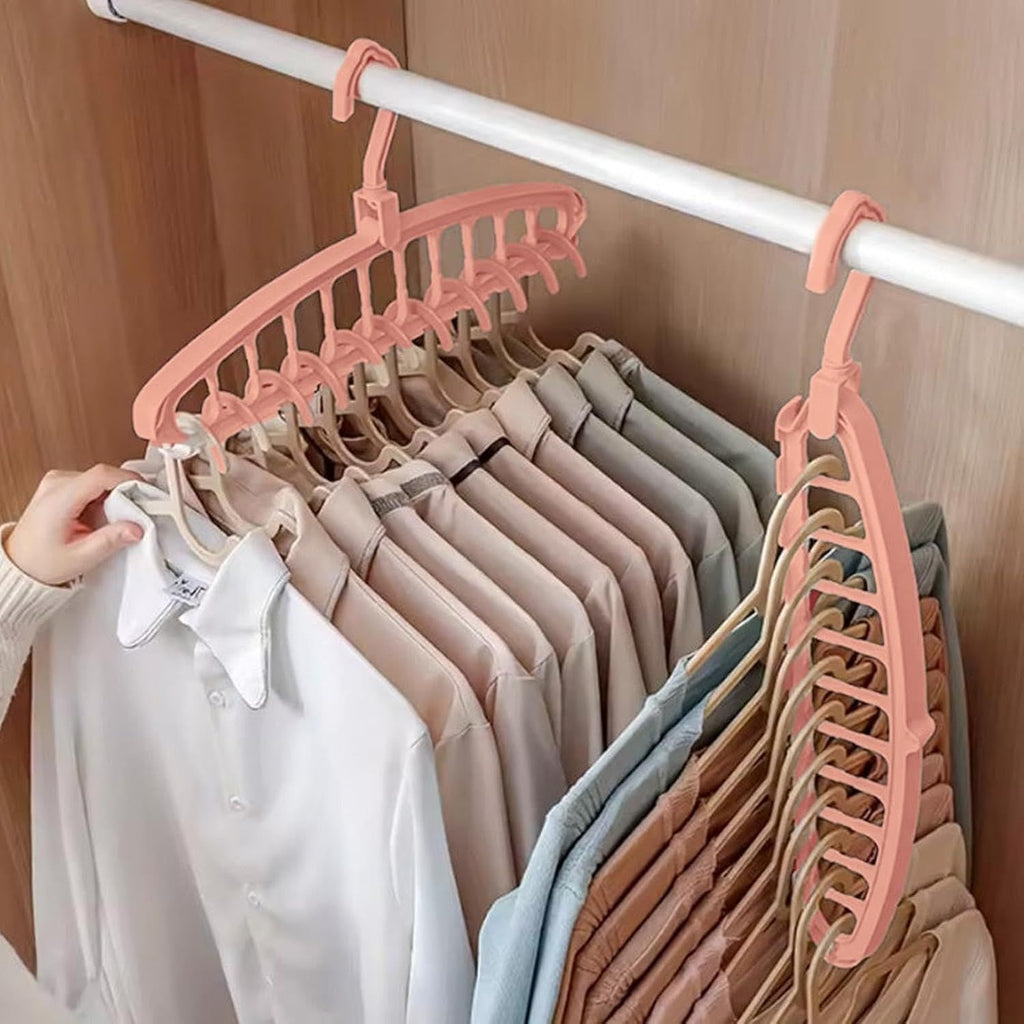 Space Saving Hangers, Clothes Hangers, 11 Holes Sturdy Hanger Clothes Organizer, Wardrobe Storage Ha - Red