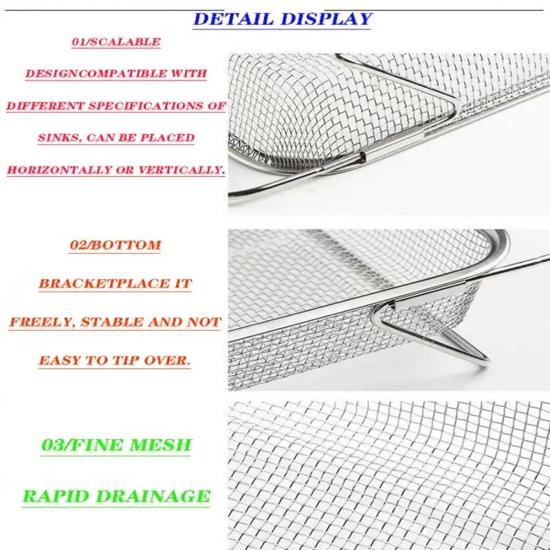 "Space-Saving Kitchen Sink Organizer - Collapsible 304 Stainless Steel Drain Rack for