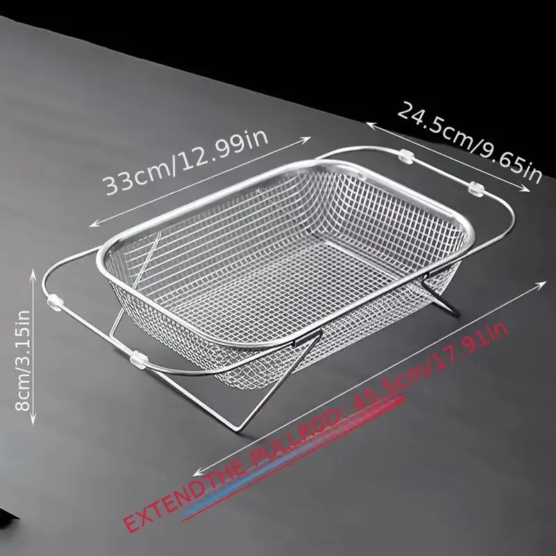 "Space-Saving Kitchen Sink Organizer - Collapsible 304 Stainless Steel Drain Rack for