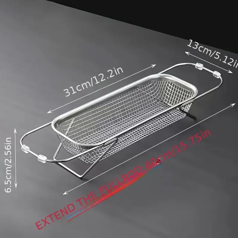 "Space-Saving Kitchen Sink Organizer - Collapsible 304 Stainless Steel Drain Rack for