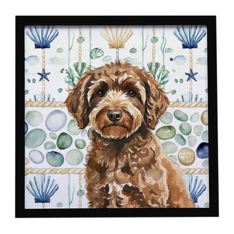 Spanish Water Dog Coastal Framed Art Print